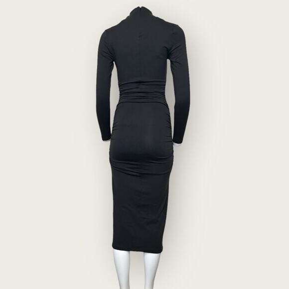 NWT | Susana Mónaco | Crisscross Mock Long Sleeve Dress | Onyx | Small - Picture 4 of 15